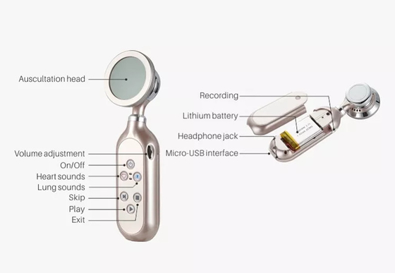 Estetoscopio inalámbrico inteligente analítico clínico médico digital electrónico